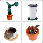 Funny Cactus Coasters Set with Flowerpot Holder