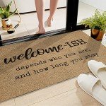 Funny "Depends Who You Are" Welcome Mat