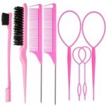8-Piece Vegan Hair Brush Set in Pink