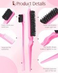 8-Piece Vegan Hair Styling Combs Set in Pink