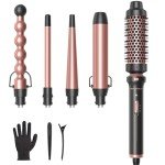 5-in-1 Vegan Curling Wand Set, Rose Gold