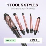 5-in-1 Vegan Curling Wand Set, Rose Gold
