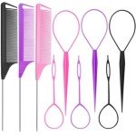 Vegan 9pc Hair Styling Tool Set - Pink, Purple, Black