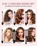 6-in-1 Vegan Curling Iron Set with Brush & Wands