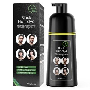 Vegan Black Hair Dye Shampoo for Grey Coverage