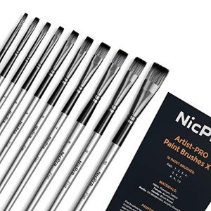 Nicpro 10-Piece Vegan Flat Paint Brush Set