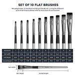 Nicpro 10-Piece Vegan Flat Paint Brush Set