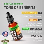 Organic Vegan Vitamin D3 K2 Drops - 2 Pack