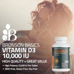 Bronson Vegan Vitamin D3 10,000 IU – 360 Tablets