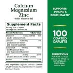 Vegan Calcium Magnesium Zinc Caplets for Wellbeing