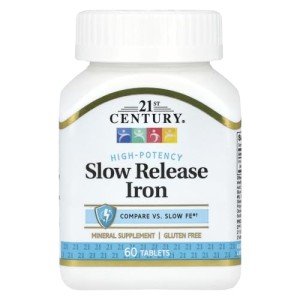 Vegan Friendly Slow Release Iron Tablets - 60 Count