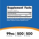 Vegan Potassium Citrate 99mg - 500 Capsules
