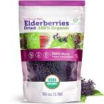 Organic Dried Elderberries for Immune Support - 1lb