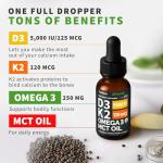 Organic Vegan Vitamin D3 K2 Drops - 2 Pack