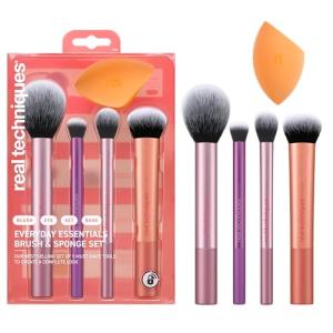Vegan Makeup Brush Set with Sponge - 5 Pieces