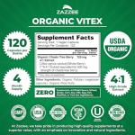 Zazzee Organic Vitex Capsules for Hormonal Balance