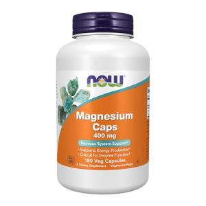 NOW Foods Magnesium 400 mg for Relaxation 180 Veg Caps
