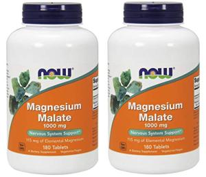 NOW Magnesium Malate 1000mg Vegan Tablets - 2 Pack