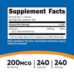 Nutricost Selenium 200mcg Vegetarian Capsules, Non-GMO