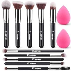 BEAKEY Vegan Makeup Brushes & Blender Sponge Set