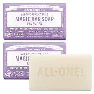 Dr. Bronner's Lavender Vegan Castile Soap Bar, 2 Pack