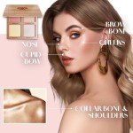 Vegan Highlighter Palette with Mirror - 4 Shades