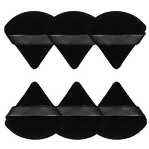 6 Pcs Velour Triangle Makeup Puffs - Black