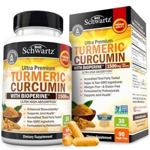 High-Potency Vegan Turmeric Curcumin Capsules 1500mg