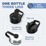 Stainless Steel 650ml Insulated Water Bottle with 3 Lids