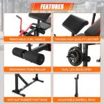 Aceshin Adjustable Weight Bench with Barbell Rack