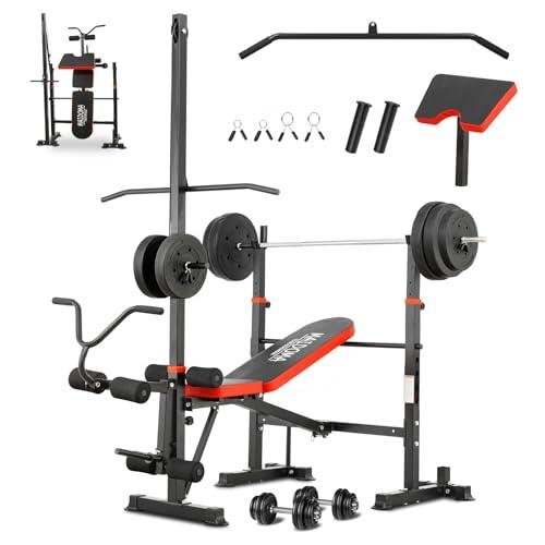 8-in-1 Foldable Weight Bench with Lat Pulldown