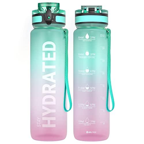 32oz Motivational Water Bottle with Time Markers