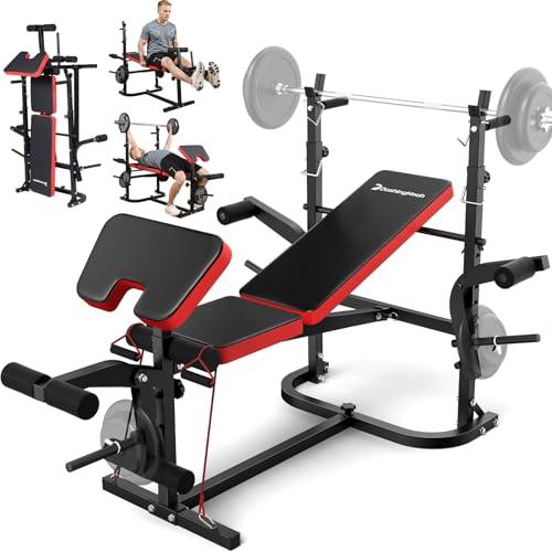 6-in-1 Foldable Weight Bench and Barbell Rack