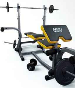 Adjustable Weights Bench with Barbell Rack