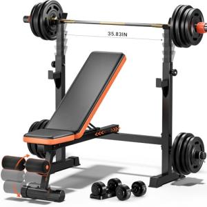 Fostoy 770lbs Adjustable Weight Bench and Squat Rack