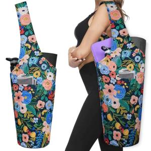 Floral Yoga Mat Bag with Accessory Pockets