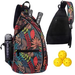 Adjustable Pickleball Sling Bag with Water Bottle Holder