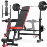 Versatile 6-in-1 Weight Bench with Barbell Rack