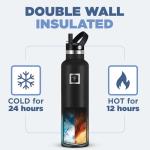 Insulated 710ml Water Bottle with Straw Lid