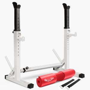 Adjustable Squat Rack with Barbell Pad for Home Gym