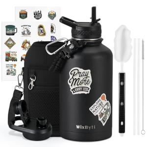 WixByti 64 oz Insulated Stainless Steel Water Bottle
