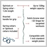 Body Revolution 1.2m EZ Barbell Bar for Weights