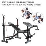 Adjustable Folding Weight Bench with Barbell Rack