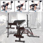 Adjustable Folding Weight Bench with Barbell Rack