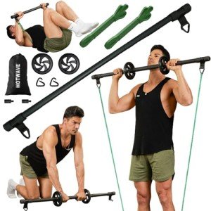 HOTWAVE Resistance Bands Bar with Ab Roller Set