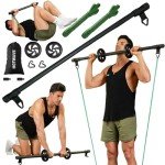 HOTWAVE Resistance Bands Bar with Ab Roller Set