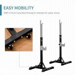 Adjustable Barbell Squat Rack with Wheels