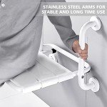 Folding Wall-Mounted Shower Seat with Grab Bar