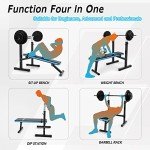 Adjustable Weight Bench with Barbell Rack for Home Gym