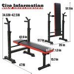 Adjustable Weight Bench with Barbell Rack & Dip Station